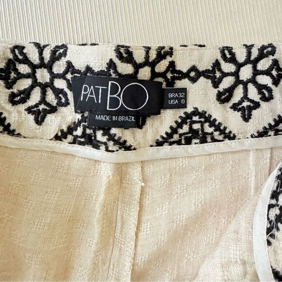 PatBO Womens Set Wide Leg Pants Halter Top Embroidery Linen Blend Fashion 0-2 - Picture 7 of 9